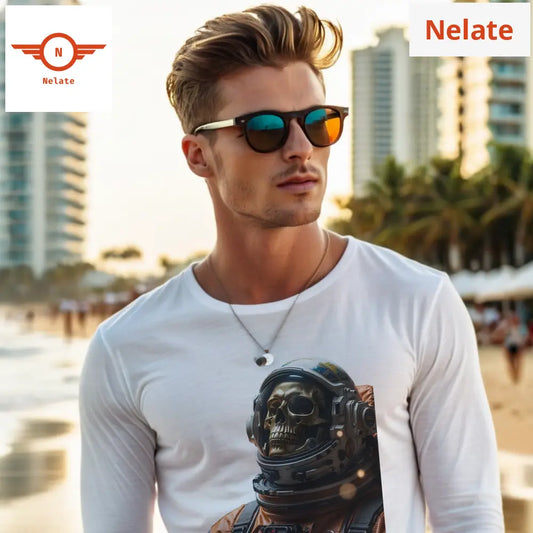Skeleton Astronaut Theme Full Sleeves White T-Shirt