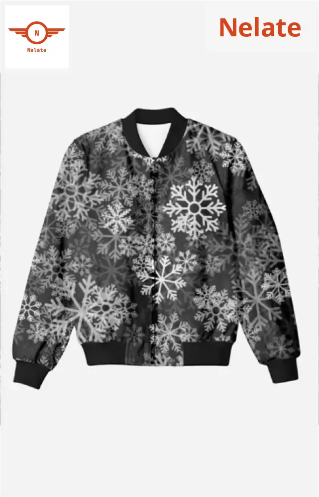 Snow Flakes Theme Men’s Bomber Jacket