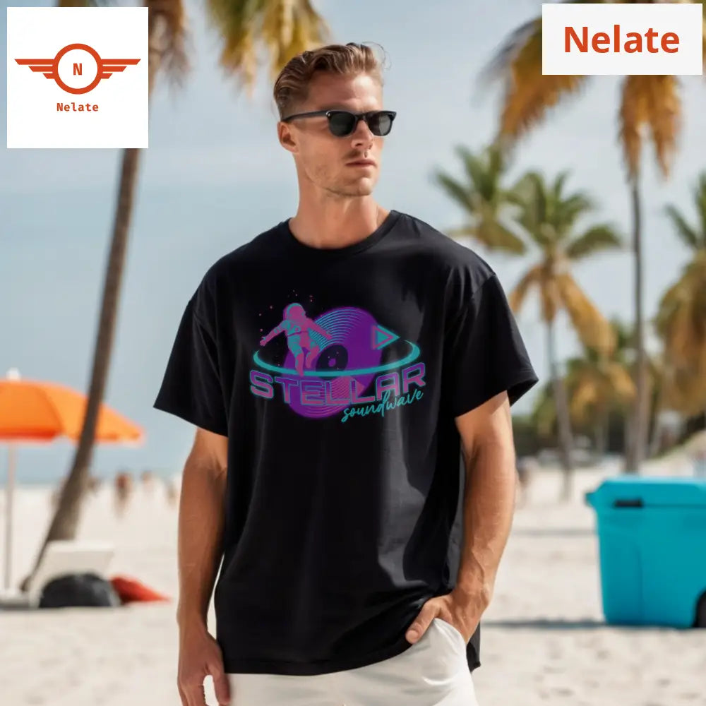 Stellar Soundwave - Black Oversized T-Shirt
