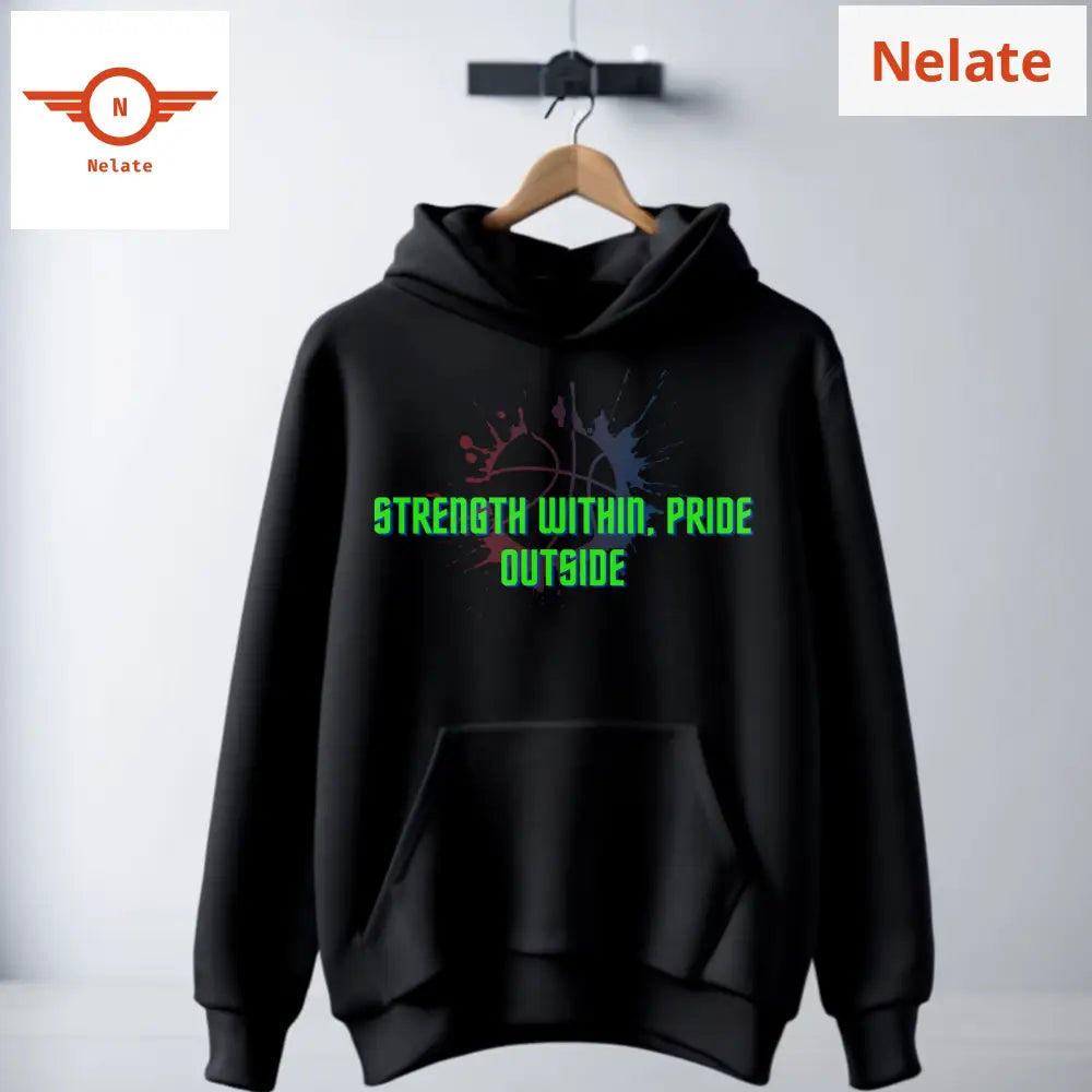 Strength Within Pride Outside Black Hoodie For Men