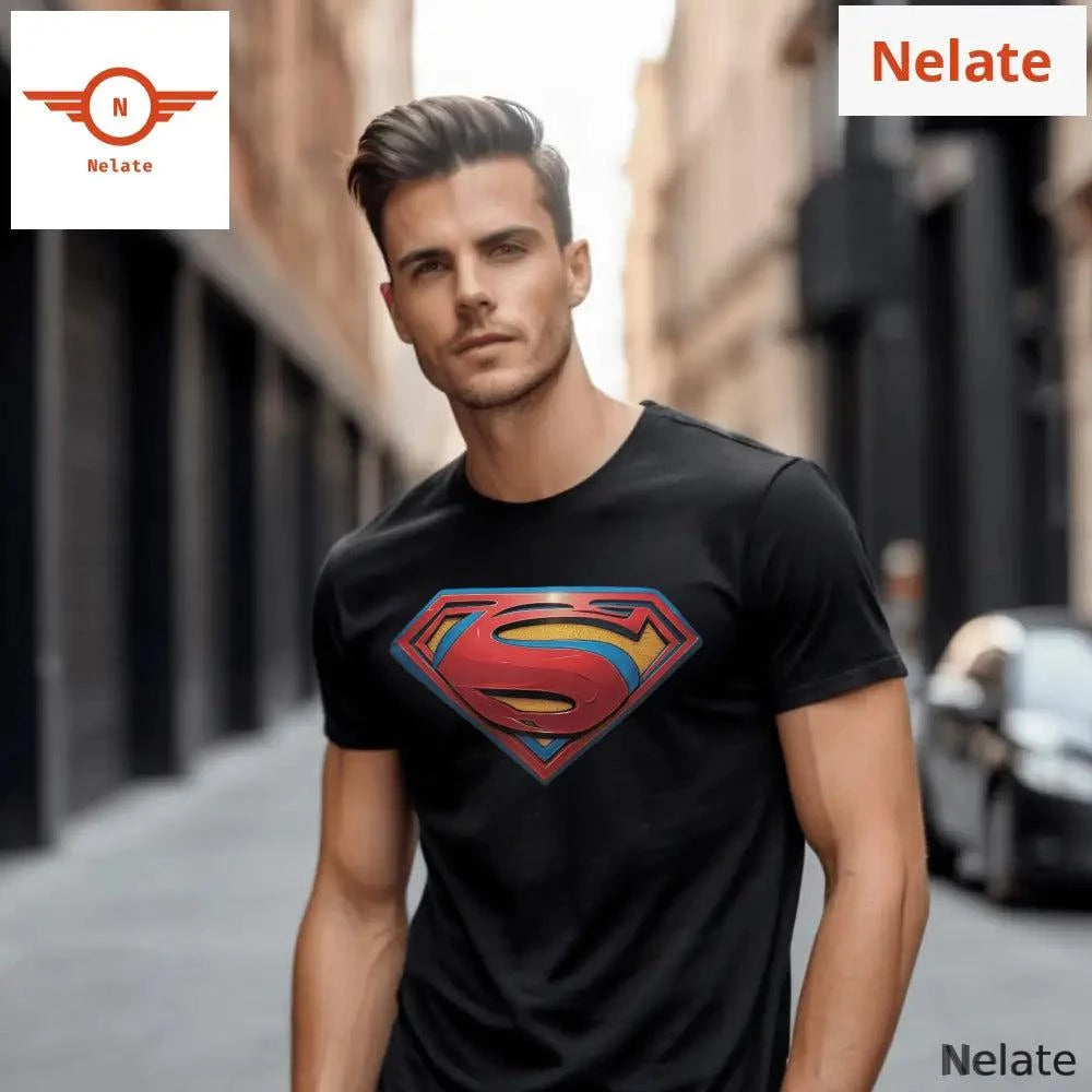 superman logo black t-shirt - by Nelate - Men's T-shirt, Men’s T-shirt