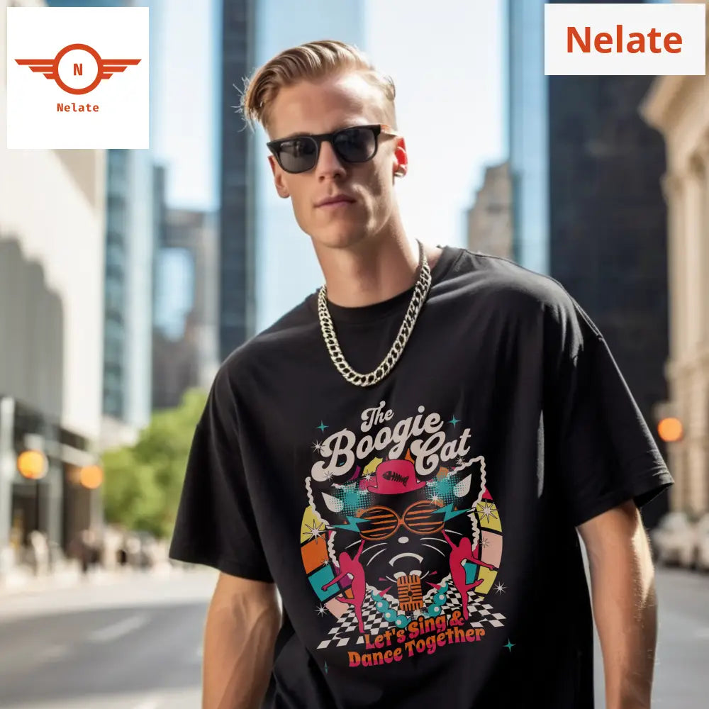 The Boogie Cat - Disco Black Oversized T-Shirt