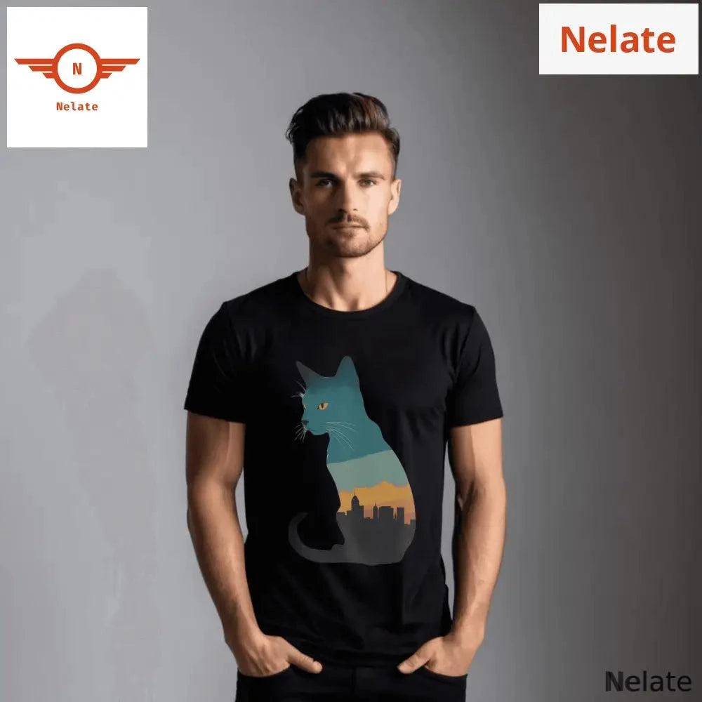 Transparent cat black t-shirt - by Nelate - Men's T-shirt, Men’s T-shirt