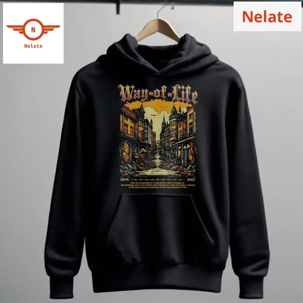 ’Way Of Life’ Black Hoodie For Men