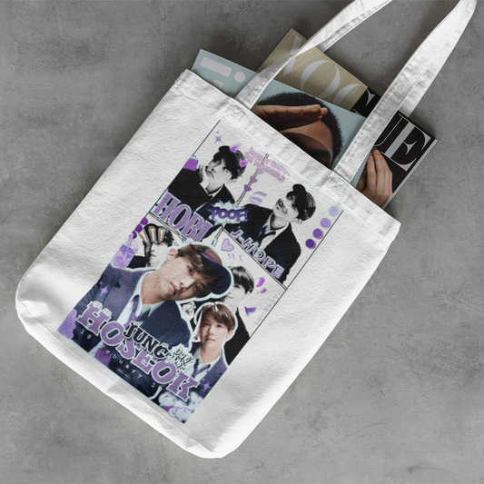 BTS J-Hope Themed White Zipper Tote bag