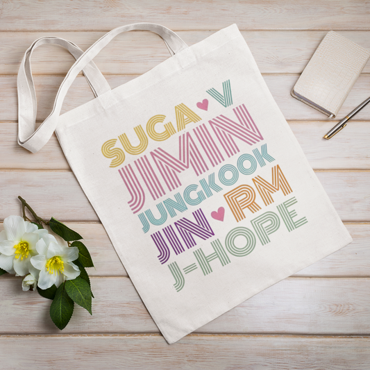 BTS Animated design White Zipper Tote bag