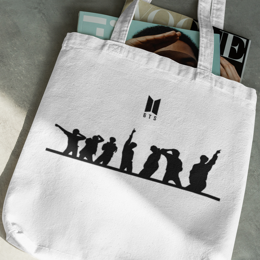 BTS Themed White Zipper Tote bag