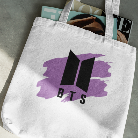 BTS Logo Purple Splash, White Zipper Tote bag