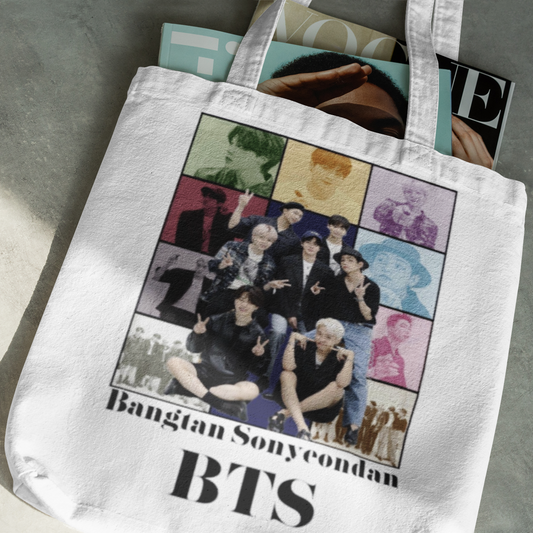 BTS Themed White Zipper Tote bag