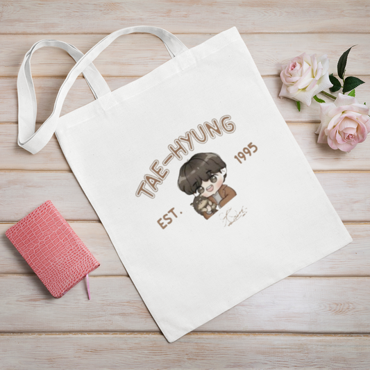 BTS Tae-hyung Theme White Zipper Tote bag