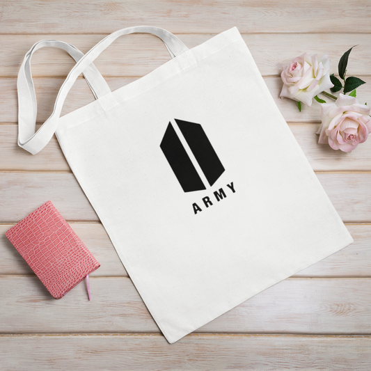BTS Army White Zipper Tote bag