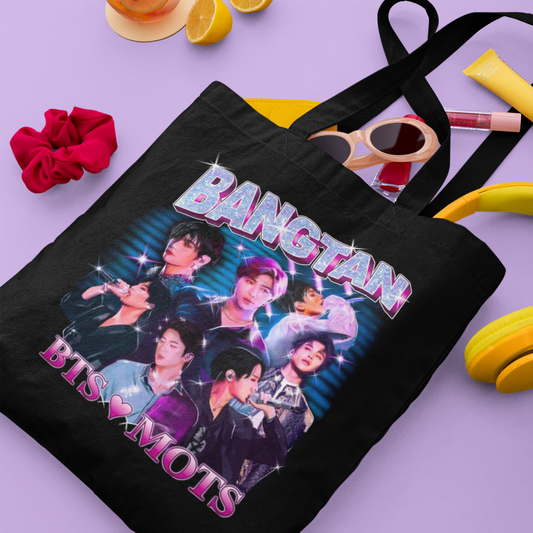 BTS Themed Black Zipper Tote bag