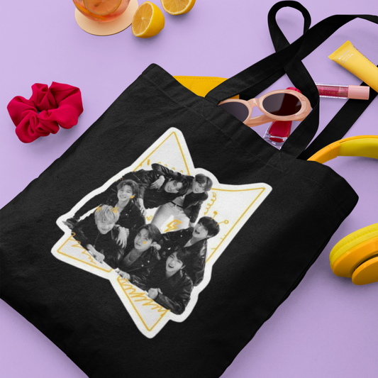 BTS Themed Black Zipper Tote bag