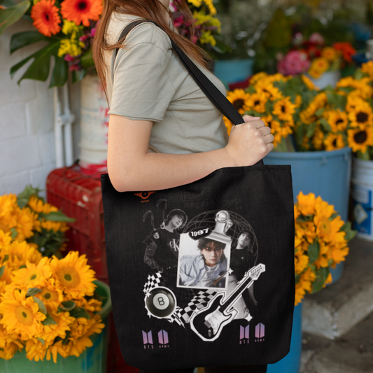 BTS Jungkook Themed Black Zipper Tote bag