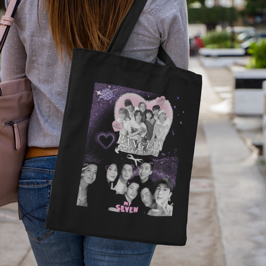 BTS Themed Black Zipper Tote bag
