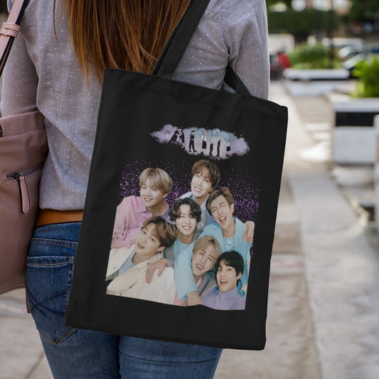 BTS Themed Black Zipper Tote bag