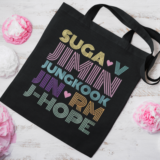 BTS Themed Black Zipper Tote bag