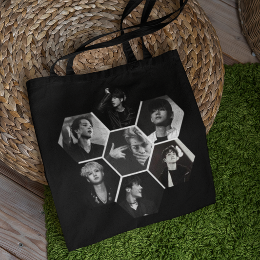 BTS Themed Black Zipper Tote bag