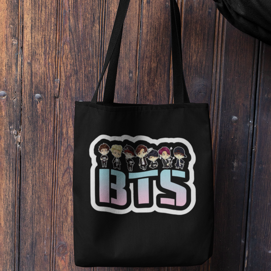 BTS Themed Black Zipper Tote bag