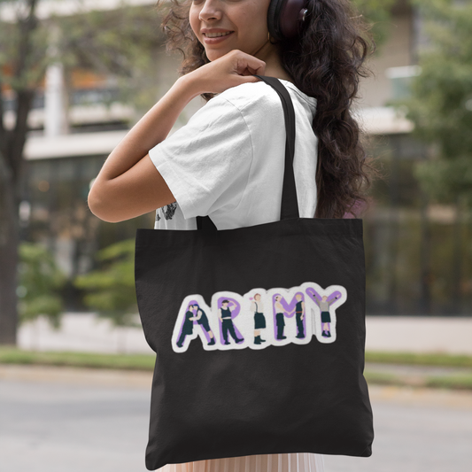 BTS Army Black Zipper Tote bag