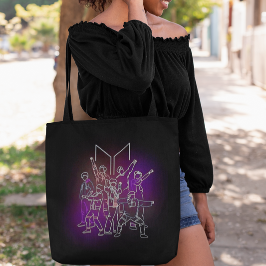 BTS Themed Black Zipper Tote bag