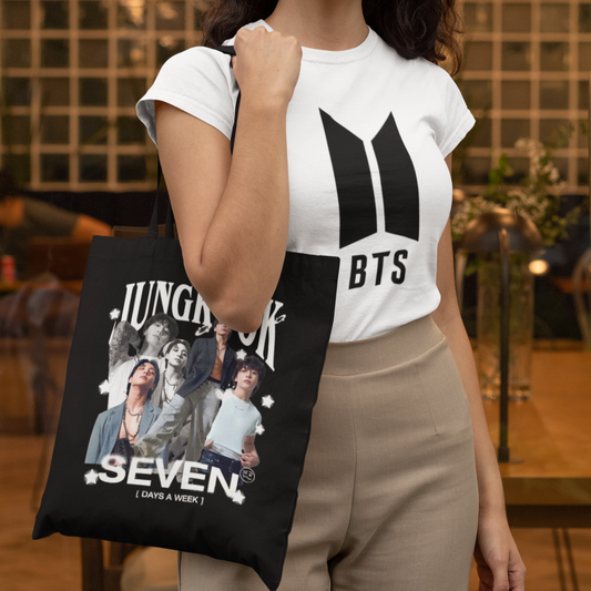 BTS Jungkook Themed Black Zipper Tote bag