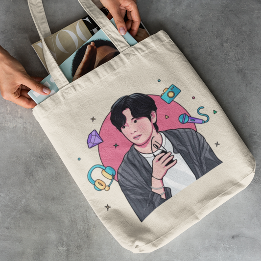 BTS design White Zipper Tote bag
