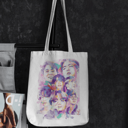 BTS Themed White Zipper Tote bag