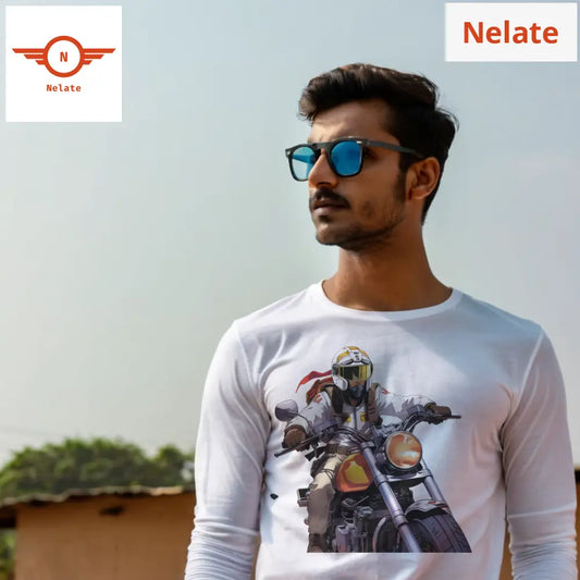 Adventure Bike Rider Full Sleeves White T-Shirt