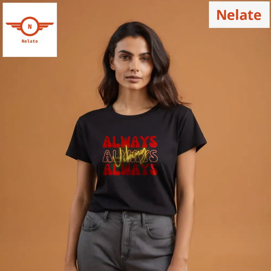 ’Always Vibing’ Women’s Black T-Shirt