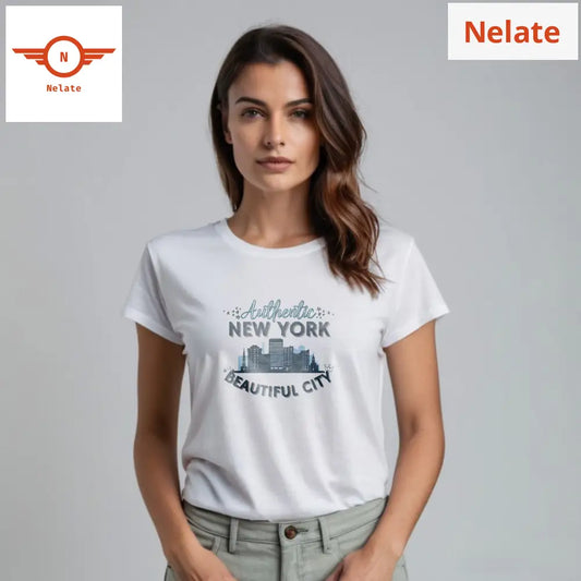 ’Authentic New York’ Women’s White T-Shirt