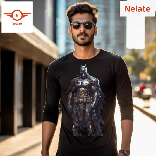 Batman Theme Full Sleeves Black T-Shirt