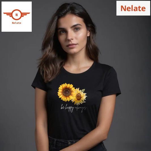 Be Happy Always Black T-Shirt