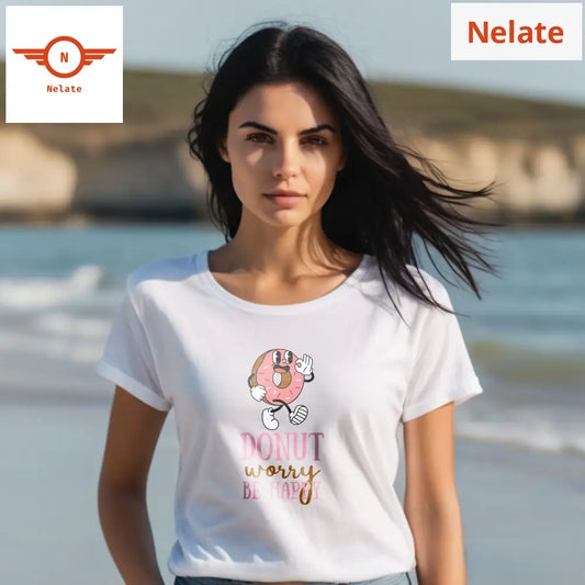 ’Be Happy’ Women’s White T-Shirt