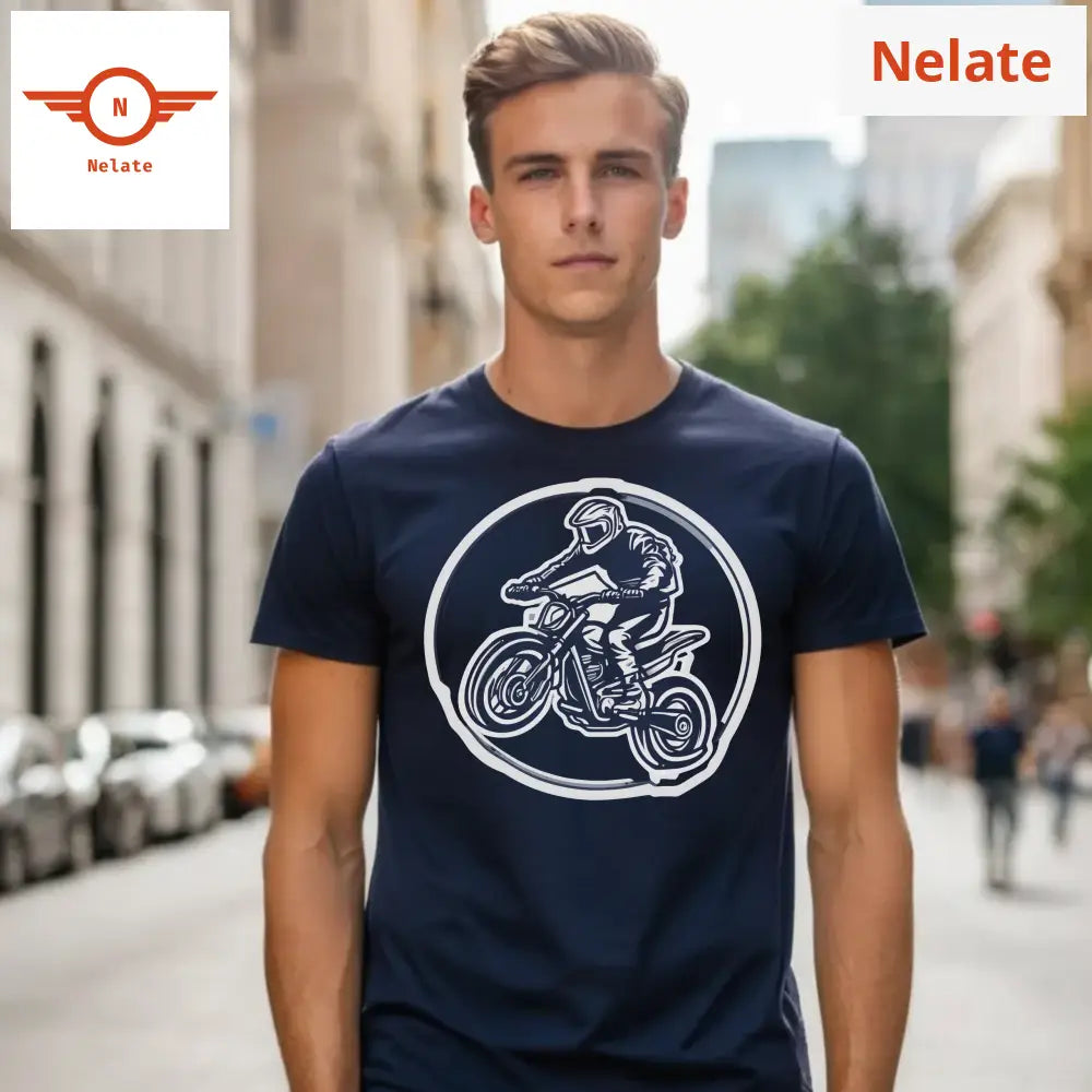 Bike Rider Vector Art Navy Blue T-Shirt