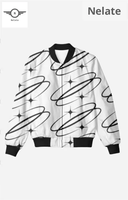 Black And White Patterned Men’s Bomber Jacket
