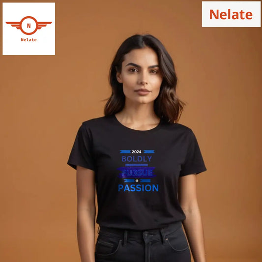 ’Boldly Pursue Passion’ Women’s Black T-Shirt
