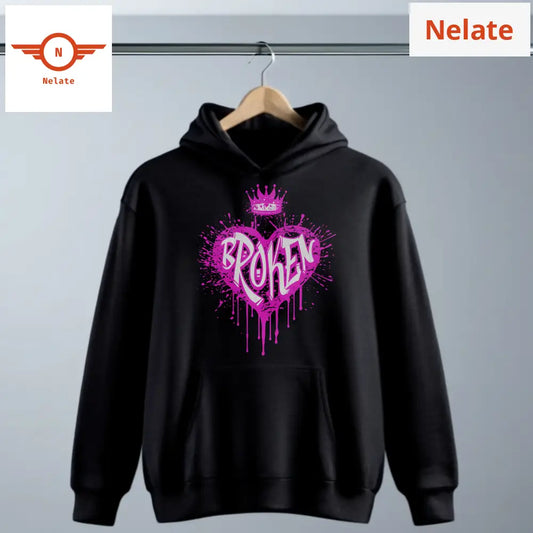 Broken Heart - Black Hoodie For Men