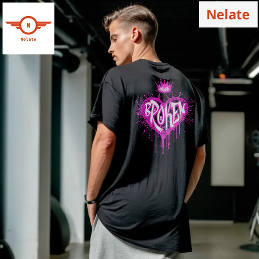 Broken Heart Black Oversized T-Shirt