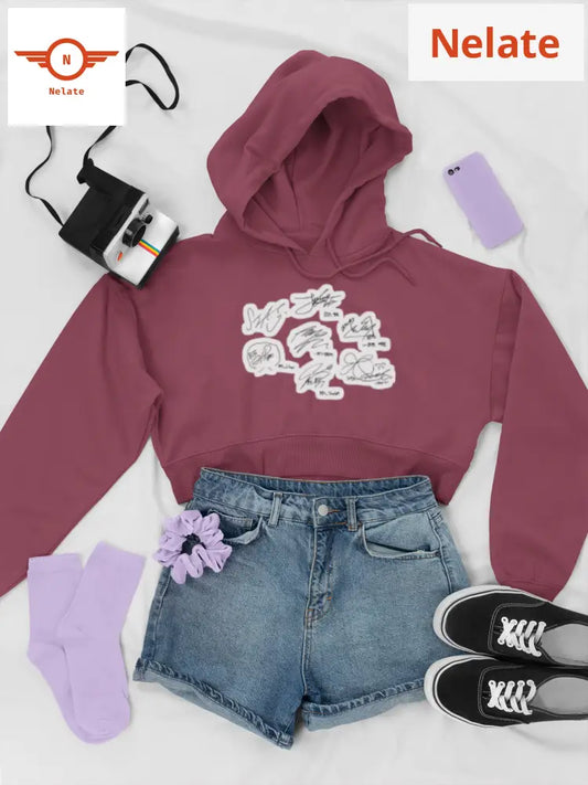 Bts All Members Signature Crop Hoodie