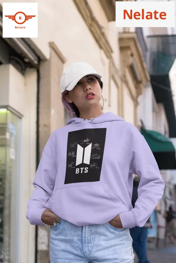 Bts All Members Signature Lavender Hoodie