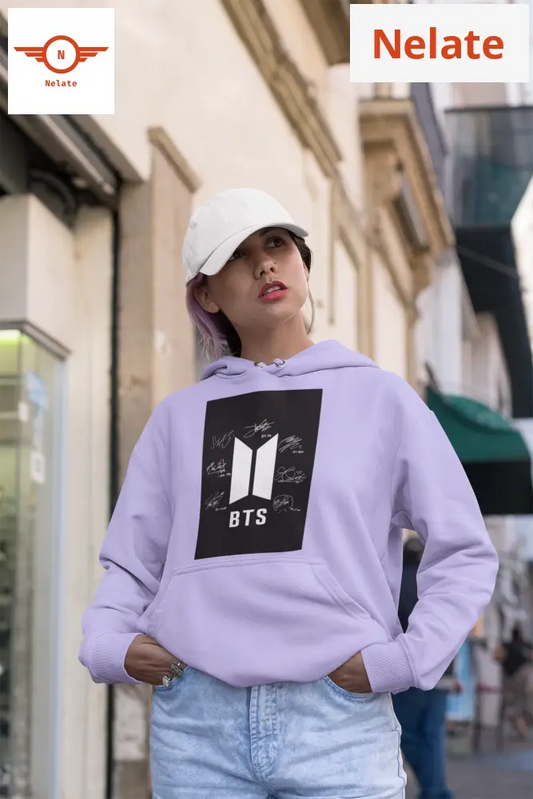 Bts All Members Signature Lavender Hoodie