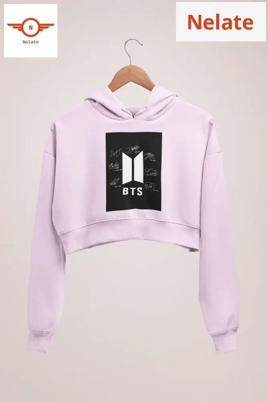 Bts All Members Signature Printed Crop Hoodie
