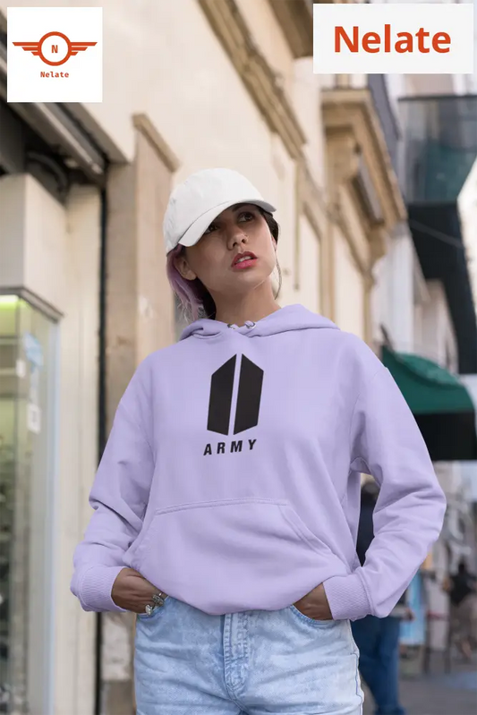 Bts Army Logo Printed Lavender Hoodie