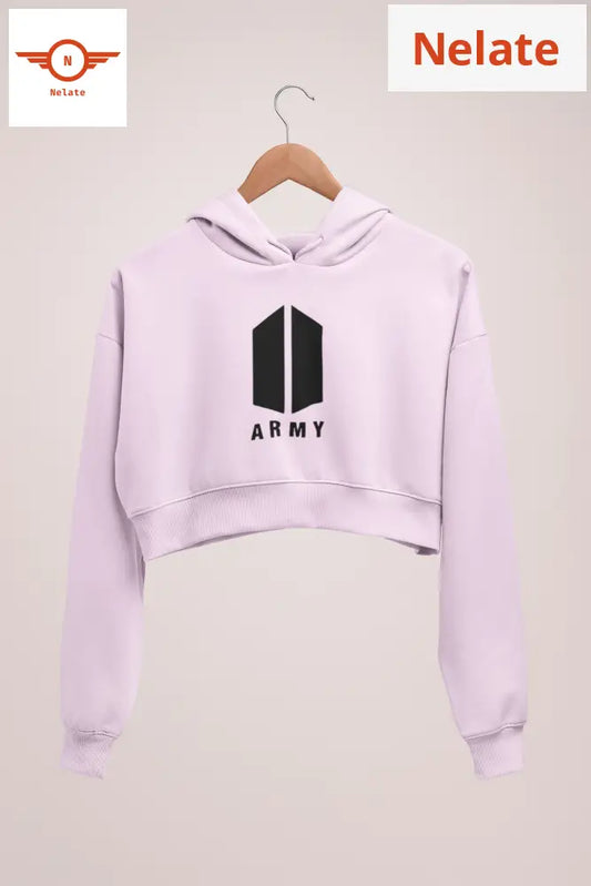 Bts Army Theme Pink Crop Hoodie