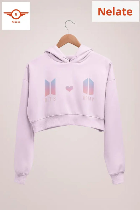Bts×Bts Army Theme Pink Crop Hoodie