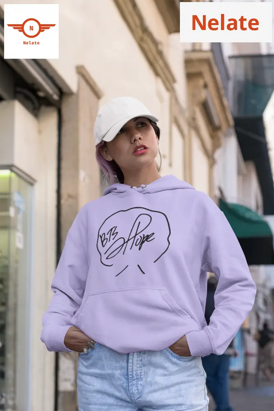 Bts J - Hope Signature Printed Lavender Hoodie