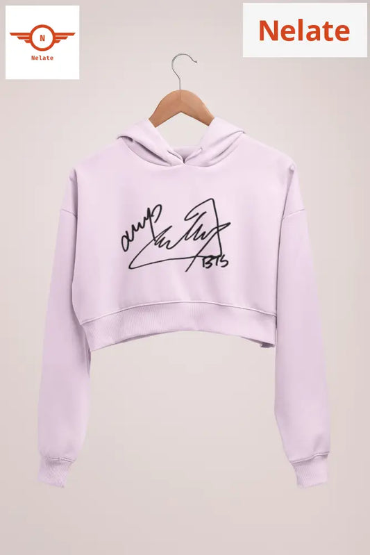 Bts Jimin Signature Printed Crop Hoodie