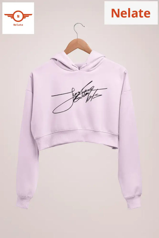 Bts Jungkook Signature Printed Crop Hoodie