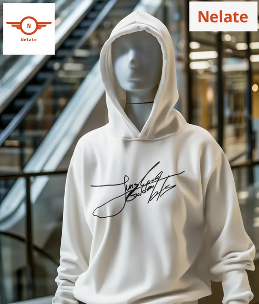 Bts Jungkook Signature Printed White Hoodie